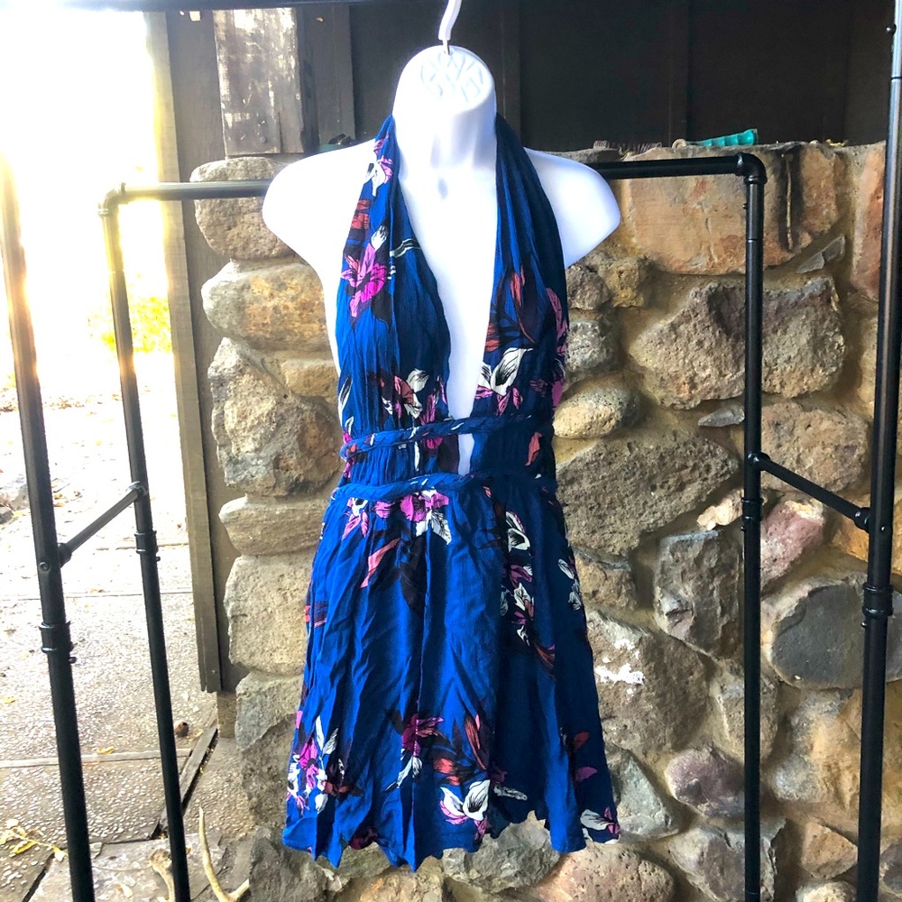 Open back halter dress